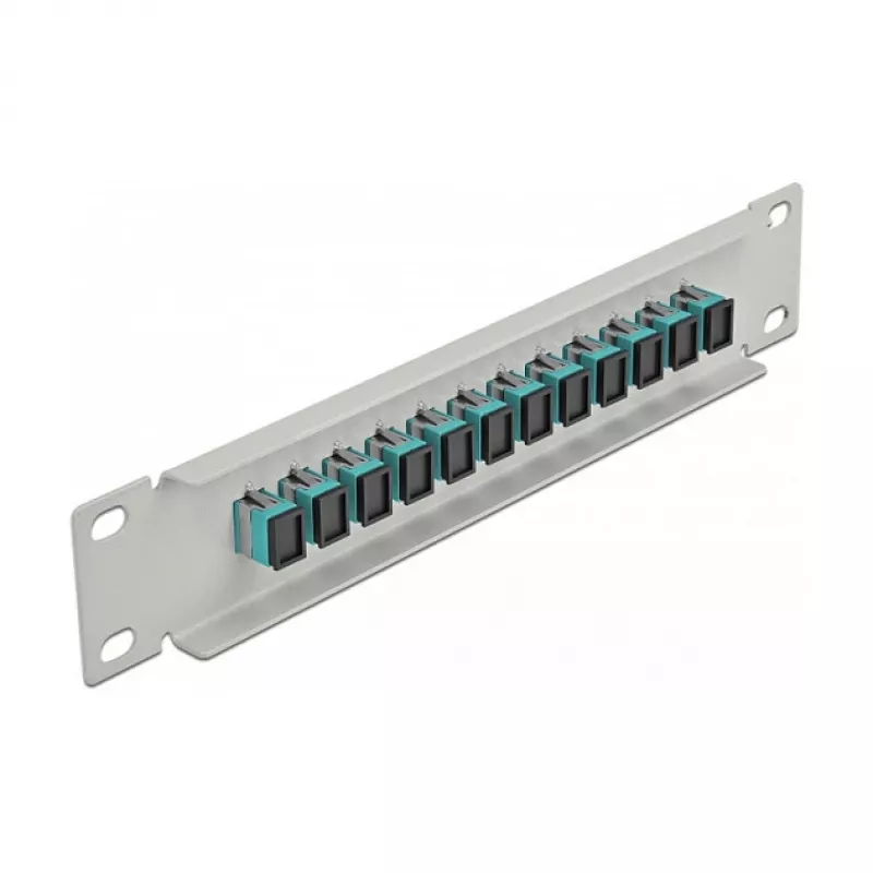 Fiber Optic Patch Panel DeLOCK 10 cali 12 Port SC Simplex Aqua 1U Szary