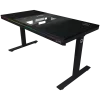 Biurko gamingowe z regulacją wysokości typu sit/stand z dwoma silnikami, wbudowaną obudową PC, ładowarką bezprzewodową, podświetleniem RGB, panelem sterowania i portami USB, blat z melaminy PB, czarny.