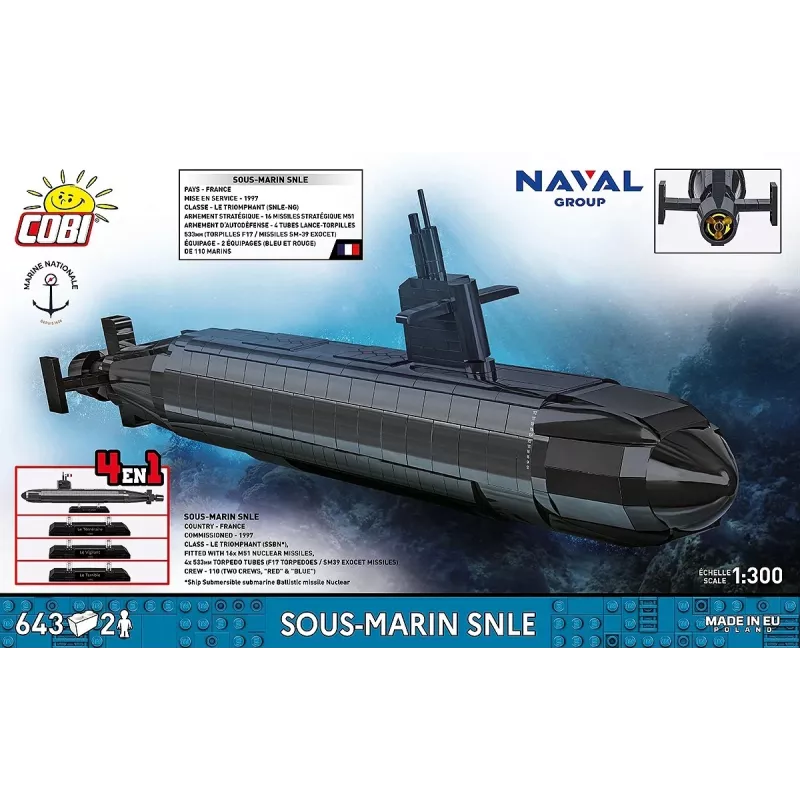 Cobi Blocks Sous-Marin SNLE zestaw konstrukcyjny — 643 elementy
