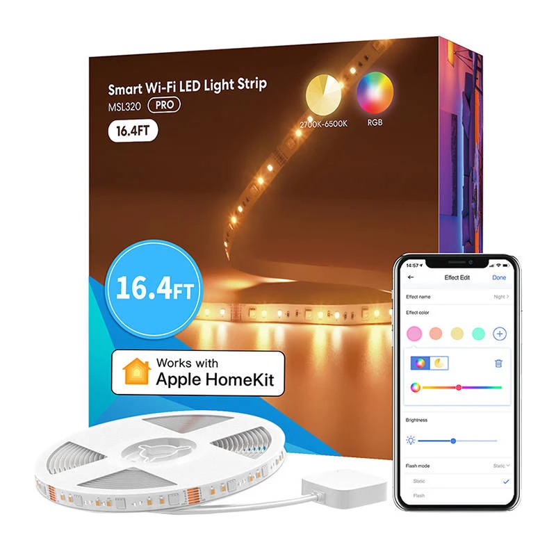 Taśma LED Meross MSL320CPHK 5 m RGBWW Wi‑Fi, adresowalna RGB + ciepła biel