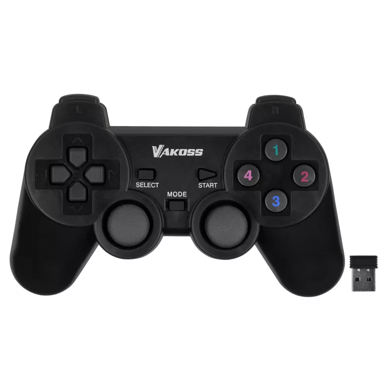 Gamepad VAKOSS GP-3925BK czarny bezprzewodowy RF analogowo-cyfrowy do PC i PlayStation 3, 12 przycisków, 2,4 GHz, nanoodbiornik