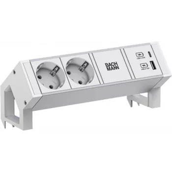 Bachmann DESK2 ALU Biały 937.4022xCEE7/3 1xUSB A/C 22W 0 2m GST18