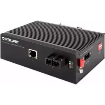 Intellinet Industrial Fast Ethernet Media Converter, 100Base-TX do 100Base-FX (SC) jednomodowy, 20 km, metalowa obudowa IP40, montaż na szynie DIN
