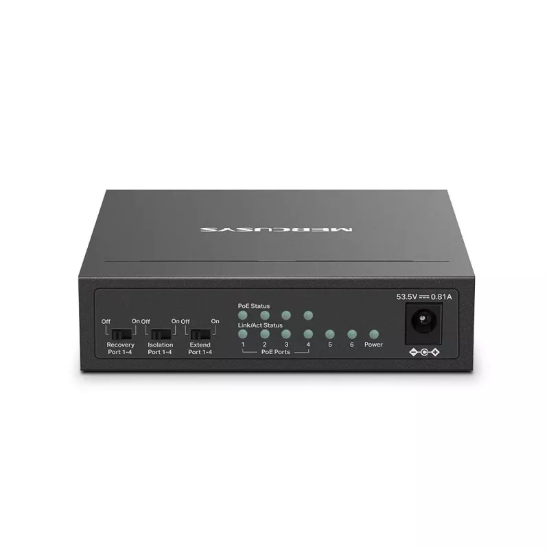 Mercusys 6-portowy przełącznik biurkowy 10/100Mbps z 4 portami PoE+