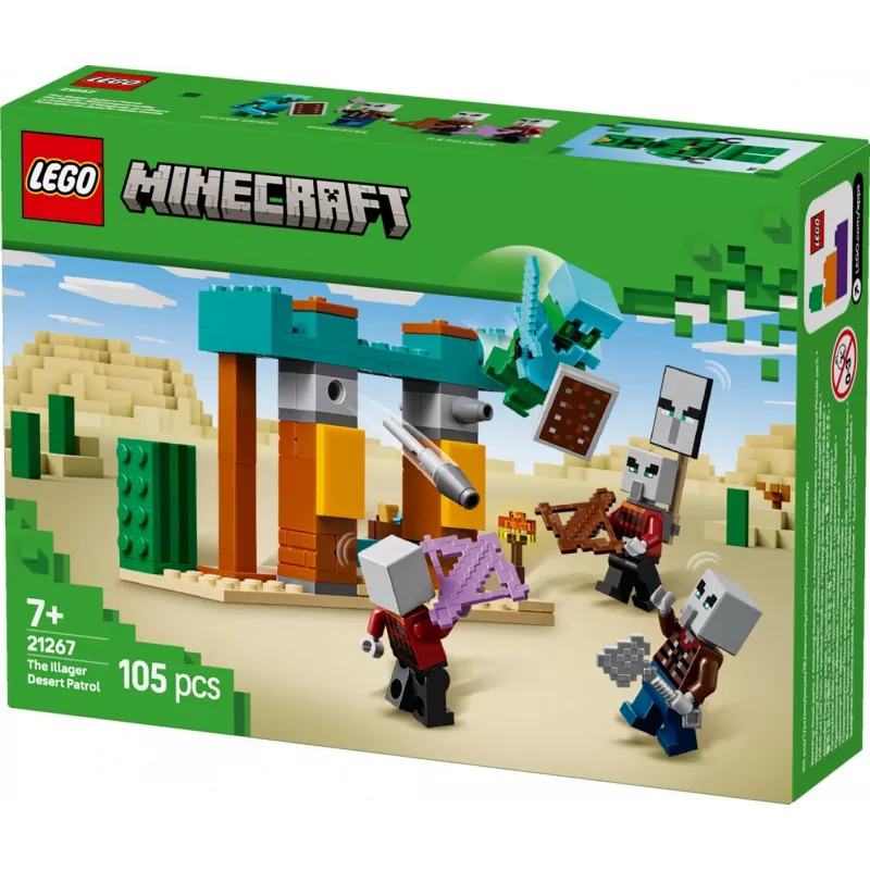 Zestaw konstrukcyjny LEGO The Illager Desert Patrol 21267 – zestaw Minecraft, 105 elementów, 4 minifigurki, 80×60×110 mm