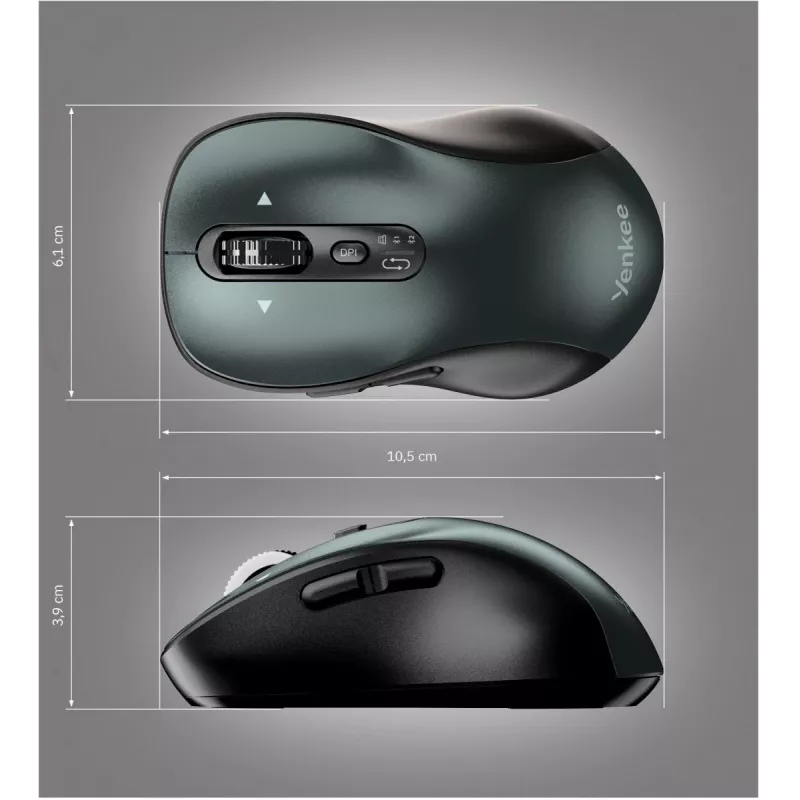 Przewodowa ergonomiczna mysz komputerowa YENKEE YMS2010BK — kompaktowa konstrukcja, połączenie przewodowe