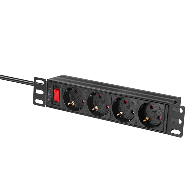 LogiLink 25,40cm (10) Steckdosenleiste, 4-fach, mit Schalter, schwarz - für den Markt: D / NL / A / L - 1 Stück (PDU4B01)