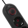 Listwa zasilająca MACLEAN MCE394 B — 3 gniazda + 3×USB A, 110–240 V, USB 2,1 A, 2500 W, kabel 1,5 m, czarna