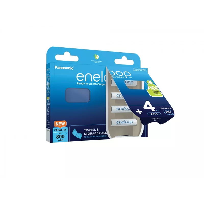 Akumulatorki PANASONIC ENELOOP AAA 800 mAh 4 szt. + etui (BK-4MCDE/4CP+CASE)