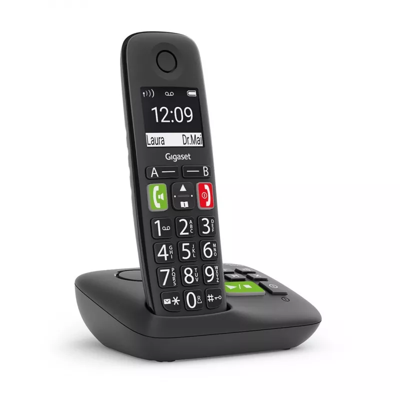 Gigaset E290A Telefon analogowy/DECT z identyfikacją numeru Czarny