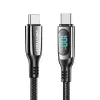 Vention bawełniany pleciony kabel USB 2.0 C męski na C męski 5A z wyświetlaczem LED 1,2 m czarny stop cynku typ