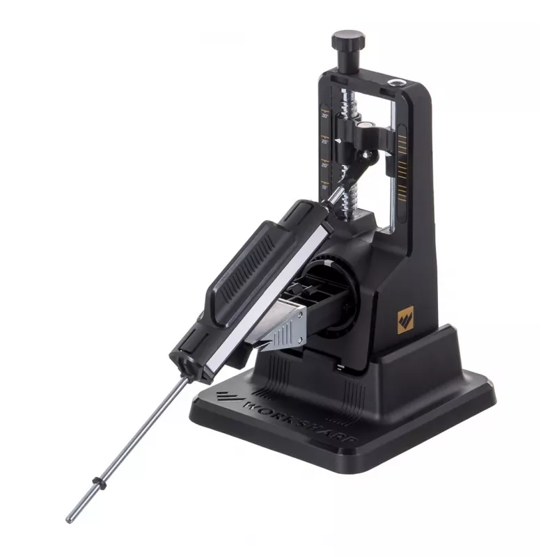Ostrzałka do noży Work Sharp Precision Adjust 09DX164 z regulowanym kątem, ceramicznym prętem do gładzenia, diamentowymi płytkami, czarna, 243,8×165,1×143,3 mm
