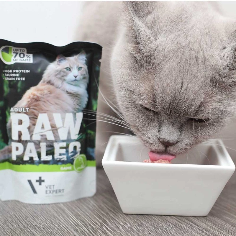 Mokra karma dla kota VETEXPERT RAW PALEO Adult Venison 100 g — bezzbożowa saszetka jednoporcjowa