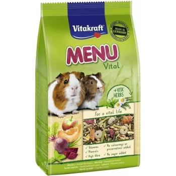 Pellet dla świnek morskich Vitakraft Menu Vital 1 kg — smak zbożowy, witamina C, 12,5% włókna surowego, bez soi
