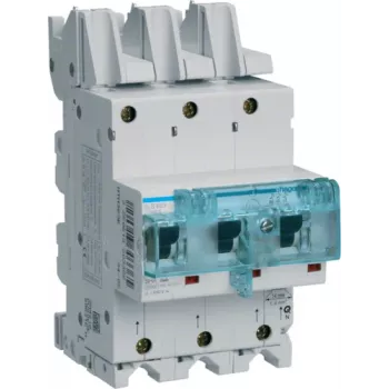 Hager HTS380E. Liczba biegunów: 3P. Napięcie wejściowe AC: 230-400 V, znamionowy prąd wyjściowy: 80 A (HTS380E)