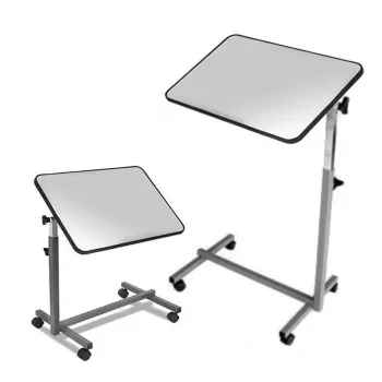 Stolik przyłóżkowy HERDEGEN EASY model 421000 — kompaktowy stolik nocny, regulowana wysokość 70–105 cm, blat 600×400 mm, regulacja kąta 0–90°, 4 blokowane kółka, maks. obciążenie 10 kg