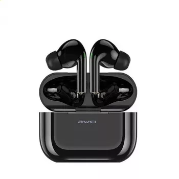AWEI Bluetooth 5.0 T29 bezprzewodowe słuchawki TWS + stacja dokująca czarny/czarny