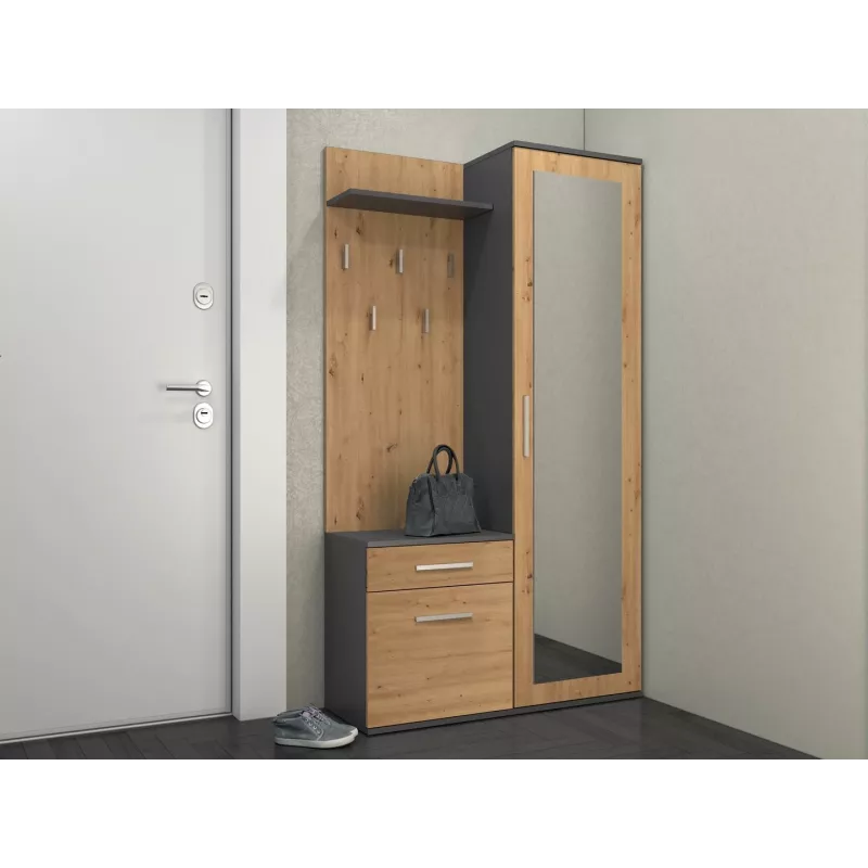 Szafka przedpokojowa Top e shop GARD DUO ANT/ART KPL — 2 drzwi uchylne, płyta wiórowa, 1000×350×1800 mm