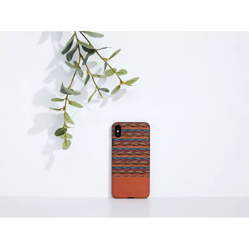 Etui na telefon man and wood do iPhone XS Max — brązowa krata z czarnym wykończeniem