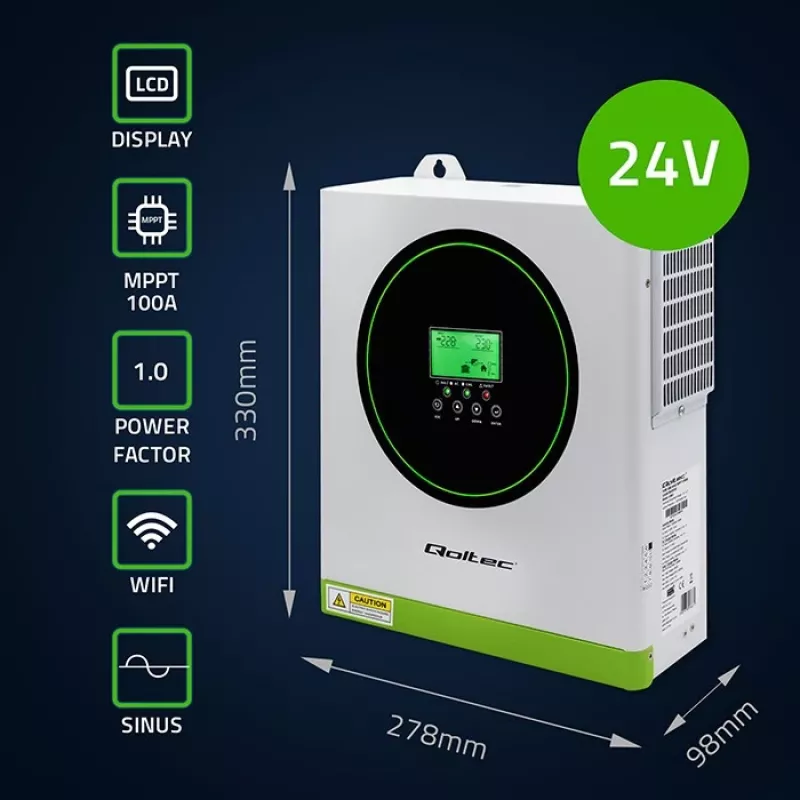 Off-grid solar inverter QOLTEC 3500W model 53864 for standalone photovoltaic systems
