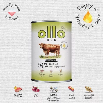 Ollo Plus Kolagen Wołowina 400g puszka karmy dla psa