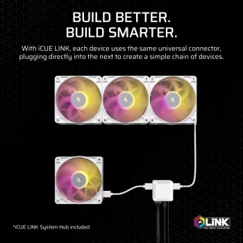 Wentylator Corsair iCUE LINK RX140 MAX RGB 14 cm biały 2 szt. 300-1600 RPM
