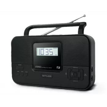 Przenośne radio muse M-087 MB — odbiornik FM, wejście AUX, wyjście słuchawkowe, zasilane bateriami