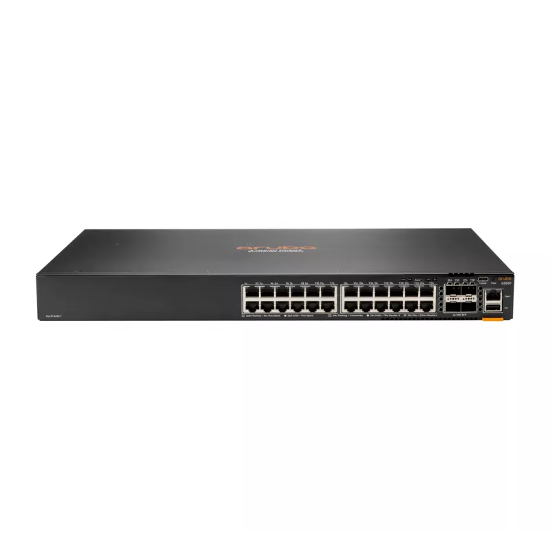 HPE - Seria Aruba - Aruba 6300F - Przełącznik - L3 - zarządzalny - 24 x 10/100/1000 + 4 x 1 Gigabit / 10 Gigabit / 25 Gigabit / 50 Gigabit SFP56 (Uplink / Stacking) z przodu i z tyłu