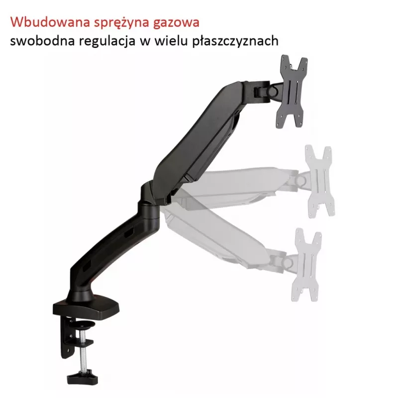 Uchwyt biurkowy ART z gazowym sprężyną na 1 monitor