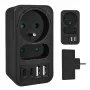 Rozgałęźnik zasilania MACLEAN MCE249 F/B — 2 gniazda AC (16A + 6A) z 2×USB-A i 2×USB-C PD 20W, wtyk EU, czarny