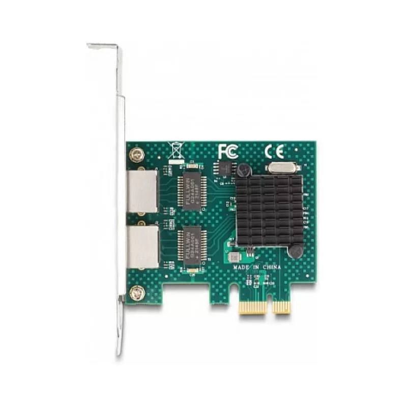 Karta DeLOCK PCI Express x1 2 x RJ45 Gigabit LAN BCM Szara