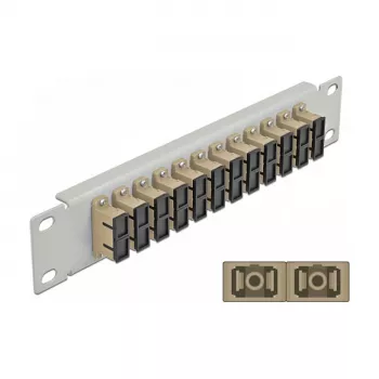 Fiber Optic Patch Panel DeLOCK 10 cali 12 portów SC Duplex Beżowy 1U Szary