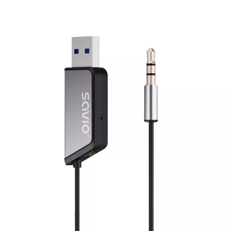 Adapter AUX Savio TR-16 z funkcją głośnomówiącą, Bluetooth 5.3, Google Assistant/Siri