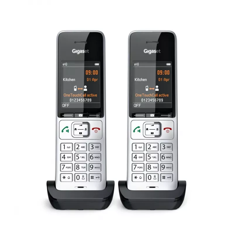 Gigaset COMFORT 500HX duo Analogowy/telefon DECT z identyfikacją rozmówcy Czarny, Srebrny