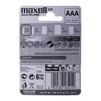 Maxell Bateria alkaliczna LR-03 AAA 4-Pack Jednorazowa bateria