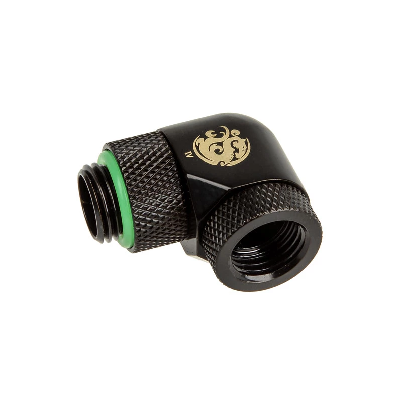 Adapter 90° BitsPower BP-MB90R2LD G1/4 cala męski na G1/4 cala żeński, 2x obrotowe złącze