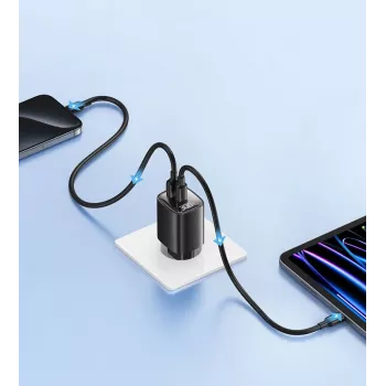 Ładowarka usams CC229 30W GaN USB-C i USB LED kompaktowa ładowarka podróżna