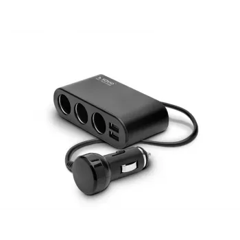 Ładowarka samochodowa USB SAVIO SA-024 — uniwersalna ładowarka do urządzeń mobilnych, wejście 12–24 V, wyjście 5 V, czarna, gniazdo zapalniczki