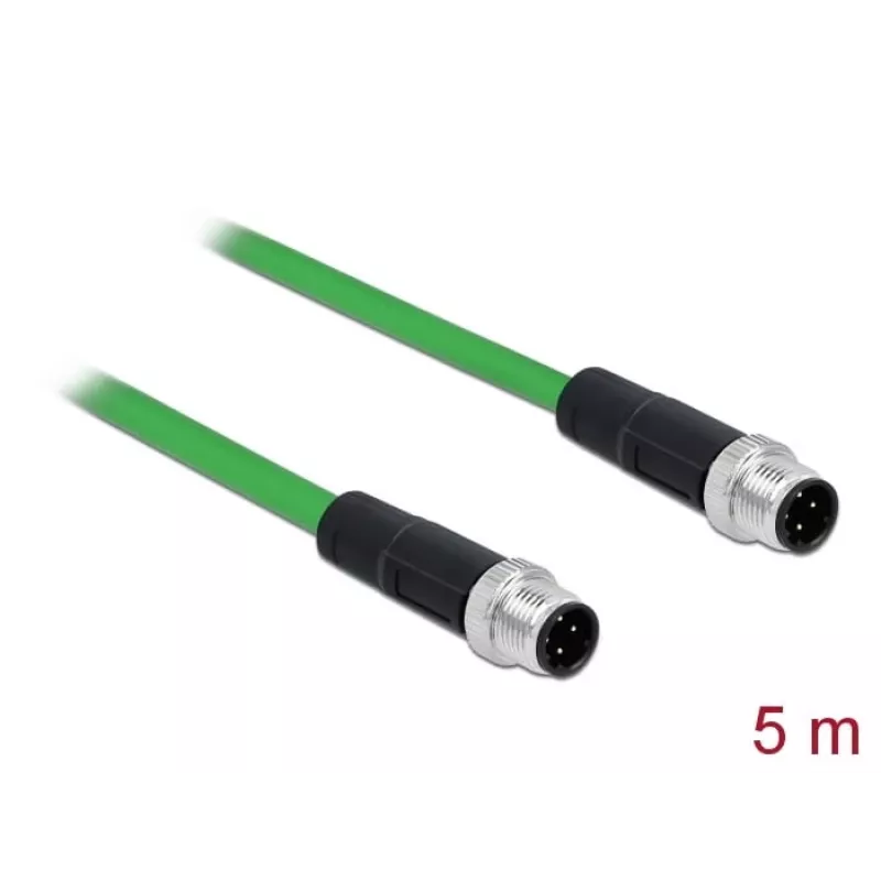 DeLOCK - Kabel sieciowy - M12 (4-pin) (M) do M12 (4-pin) (M) - 5,0m - SF/FTP - Bezhalogenowy - Zielony (85920)