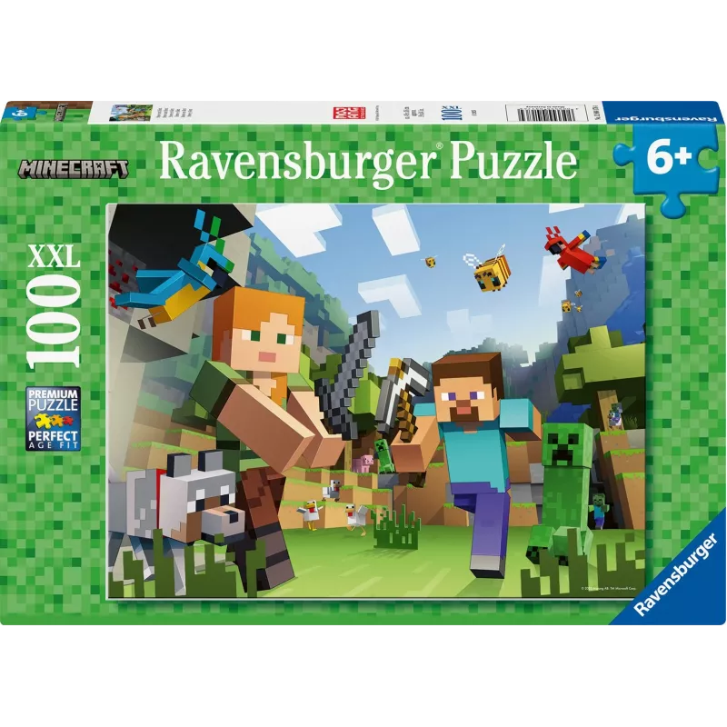 Puzzle Ravensburger Puzzle XXL 100 elementów Minecraft – duże elementy dla dzieci i fanów