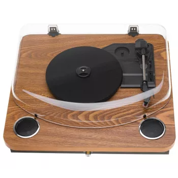 Gramofon analogowy z napędem paskowym Adler AD 1914 z portem USB, talerzem ceramicznym, silnikiem prądu stałego, prędkością 33 1/3 obr./min, Bluetooth 5.4, wyjściami RCA, wbudowanymi głośnikami