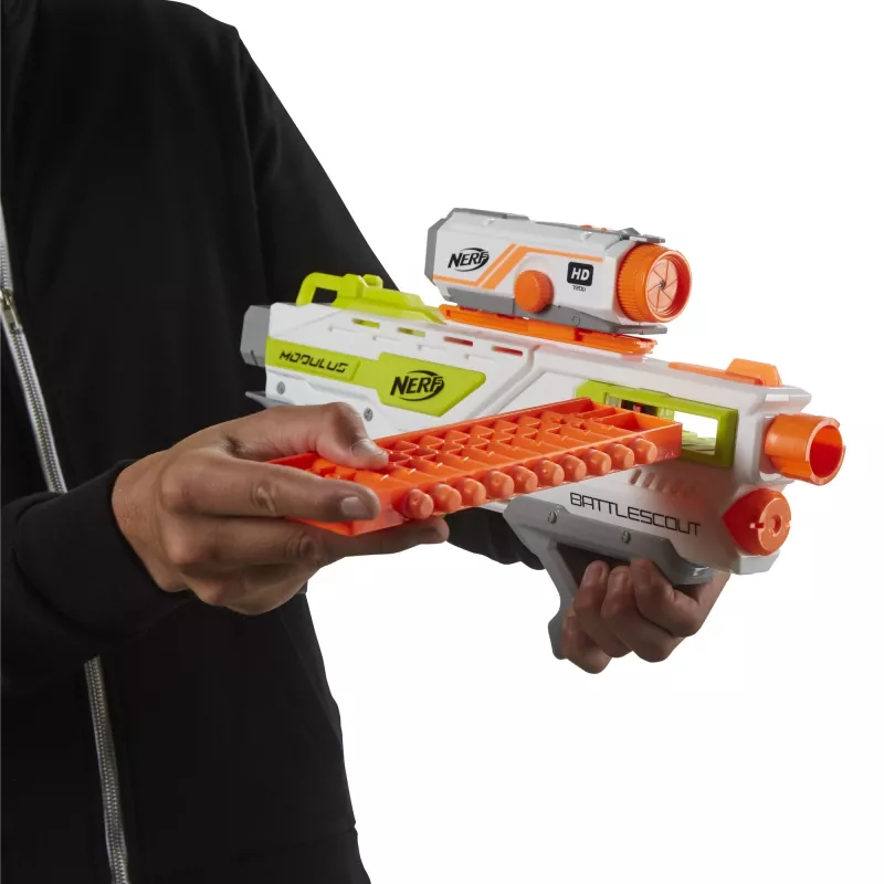 Pistolet Zabawkowy HASBRO Nerf BattleScout ICS-10 FFP B1756F030 – pistolet na piankowe strzałki, pojedynczy strzał, szyna taktyczna