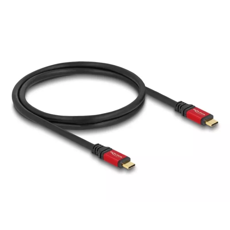 DeLOCK Kabel USB USB Type-C męski na męski 10 Gbps PD 3.0 100 W 1 m czerwony metalowy