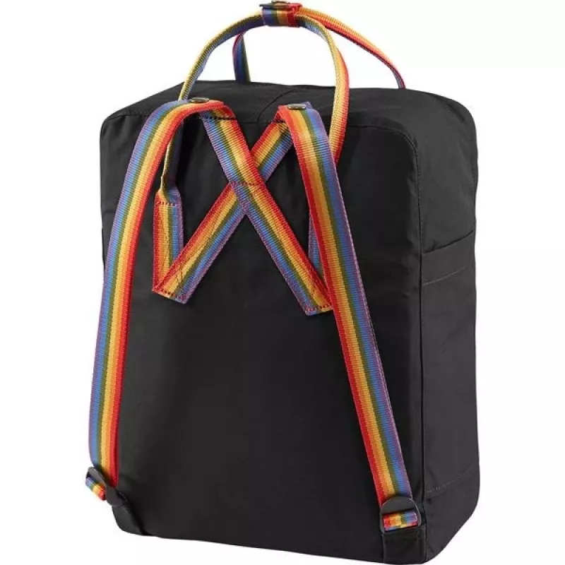 Plecak Fjällräven Kånken Rainbow — Vinylon, 380×270×130 mm, Czarny/Wielokolorowy