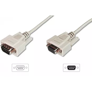 Digitus ASSMANN - Serielles Verlängerungskabel - DB-9 (W) zu DB-9 (M) - 5 m - geformt, Daumenschrauben - beige (AK-610203-050-E)