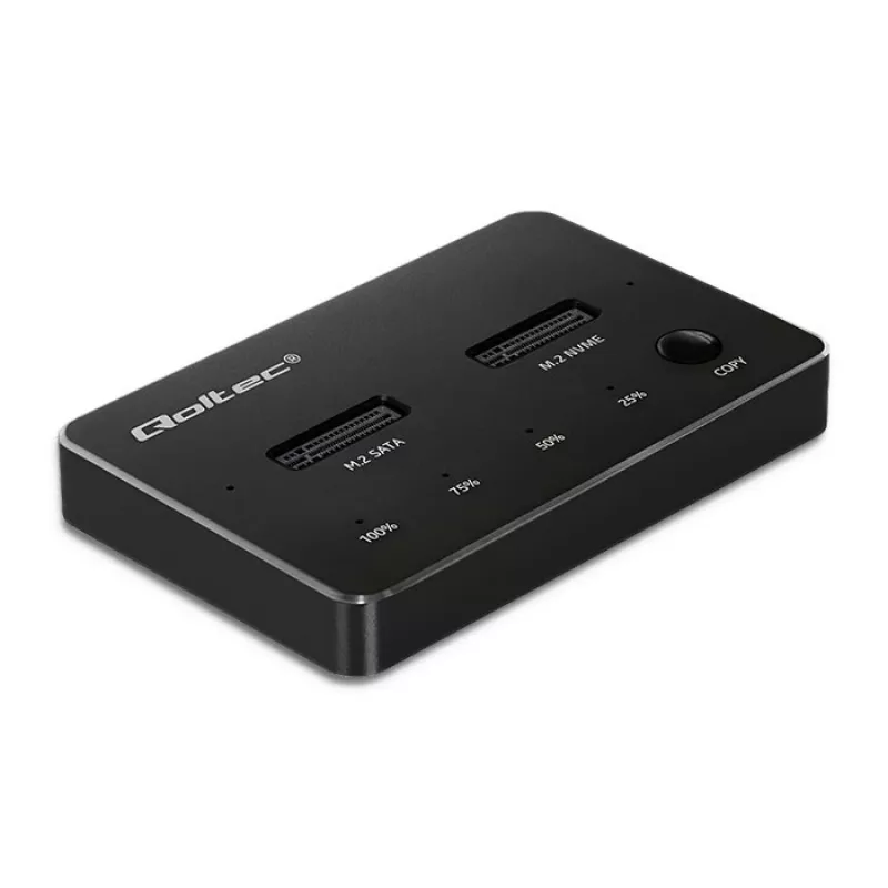 Qoltec 52274 Stacja dokująca do dysków M.2 SSD | NVMe | SATA | USB-C | DUAL 2 x 2TB