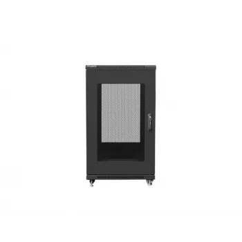Wolnostojąca szafa rack LANBERG FF01-6822-23B 22U, szyny 19 cali, 1159×600×800 mm, IP20, kółka jezdne, zamek na klucz, czarna