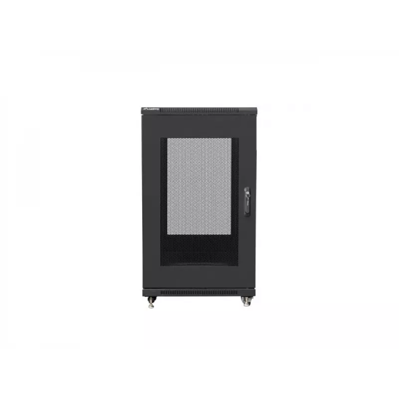 Wolnostojąca szafa rack LANBERG FF01-6822-23B 22U, szyny 19 cali, 1159×600×800 mm, IP20, kółka jezdne, zamek na klucz, czarna