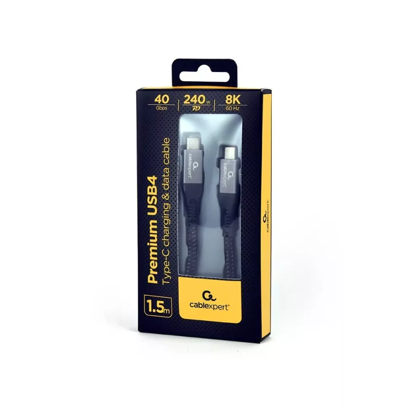 Kabel USB-C na USB-C GEMBIRD CCBP-USB4-CMCM240 1,5 m, USB4 Gen 3x2, 40 Gbit/s, 240 W, czarny
