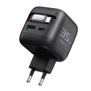 Podróżna ładowarka GaN Havit UC250 A-EU 20V 1xUSB-C 0,7m czarna